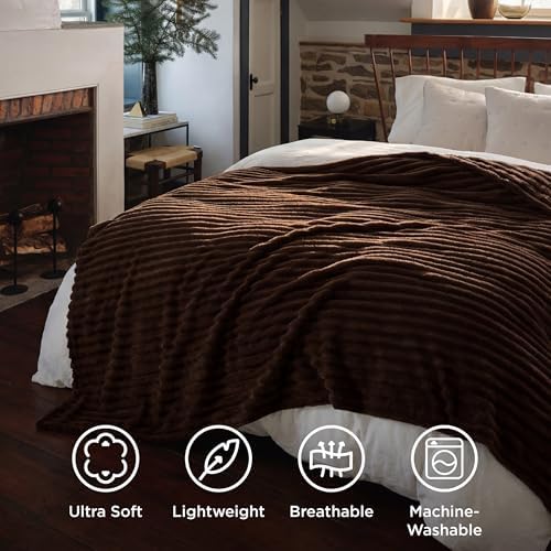 Bedsure Full Size Fleece Blankets for Bed Chocolate Brown 84"x90" - Image 5