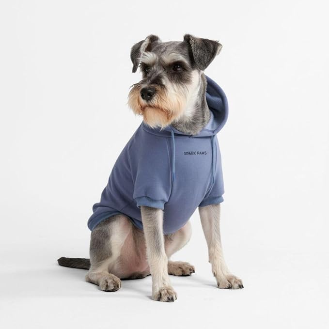 Spark Paws Dog Hoodie – Premium Dog Sweater for Small, Medium, and Large Dogs | Warm Outfits for French Bulldogs, Pitbull, Puppy, Winter Jacket Alternative - Slate Blue - M