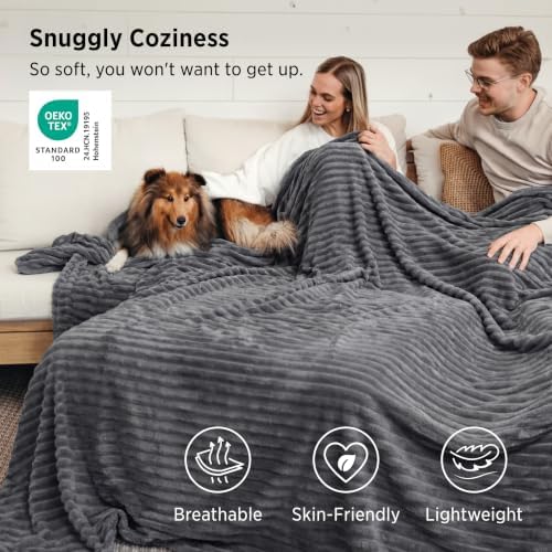 Bedsure Soft Large Fleece Blanket for Bed Frost Gray 120"x120" - Image 3