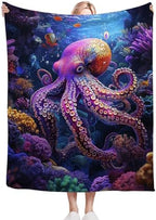 Octopus Blanket Ocean Octopus Throw Blankets Decor Stuff Cozy Flannel Fleece Soft Plush Fuzzy Warm Lightweight Bedding Gifts for Women Girls Kids 50"X40" - Image 5