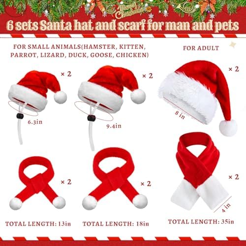 Weewooday 12 Pcs Mini Christmas Santa Hat Scarf Set,Mix Size, Classic Style - Image 2