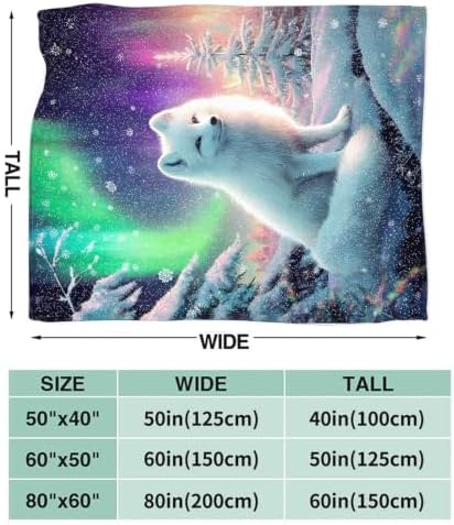 Fox Blanket Polar Fox Aurora Night Throw Stuff Gifts 80"x60" - Image 2