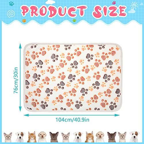 Tatuo 4 Pcs Fleece Dog Blanket for Puppy Cat, Cream, 41 x 30 in, Paw - Image 5