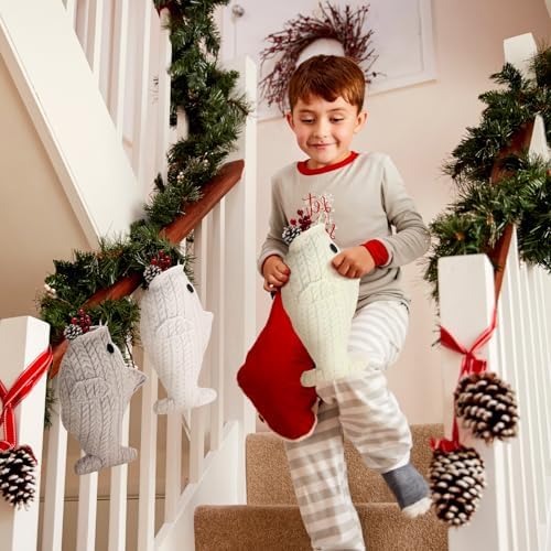 Coume 3 Pcs Cat Xmas Fish Stocking 15.7 in, Multicolor, Knitting - Image 3