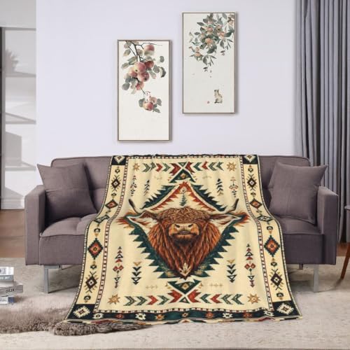 Highland Cow Blanket Western Highland Cow Throw Stuff Gifts 80"x60" - Image 6