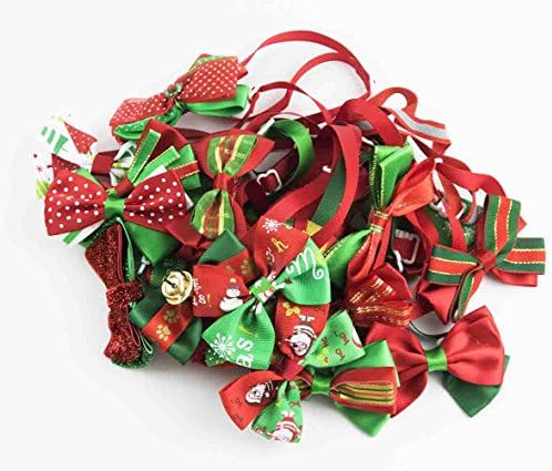 PET SHOW 50pcs Pack Bulk Christmas Small Dogs Bow Ties Collar Costume Cute Cats Adjustable Bowties Neckties Xmas Pet Grooming Accessories Assorted Randomly - Image 4