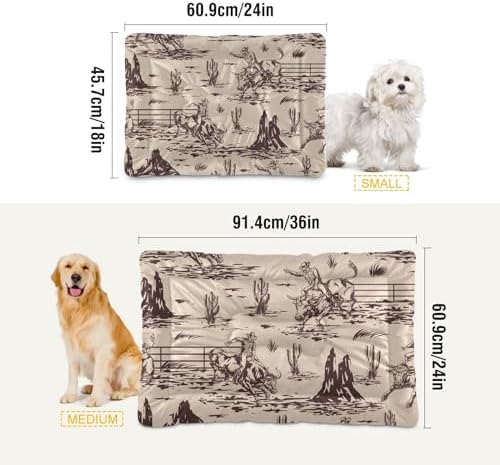 Western American Cowboy Dog Bed Mat Washable Anti Slip Bottom Comfy Kennel Pad Cat Crate Mat Dog Pet Pad 18 x 24 Inches - Image 2