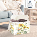 Bolaz Storage Bins with Lids and Handles,Sunflower Stamp Storage Box Basket with Cover Collapsible Organizer Containers for Home Closet, Shelves - Image 5
