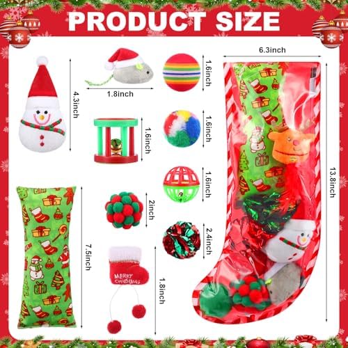 Soulchen 6 Pack Cat Christmas Toys Squeaky Plush Chew Santa Stocking - Image 3