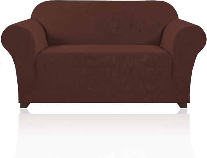 Stretch Sofa Slipcover 1 Piece Sofa Cover for 2 Cushion Couch Furniture Protector/Cover Couch with Elastic Bottom Soft and Durable Sofa Cover Pet Protector (Loveseat, Burnt Brick)