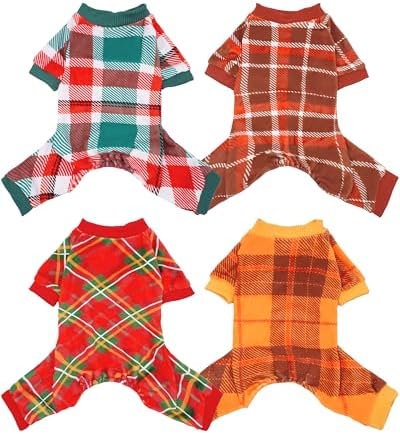 PET SHOW 4 Pack Plaid Fleece Dog Pajamas Warm for Extra Large Dogs by PETSHOW