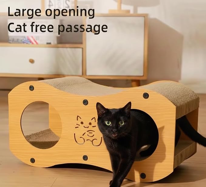 Cat Scratcher | Cardboard Cats Scratcher House | 23-Inch Cat Scratcher for Indoor Cats | Wavy Scratcher for Play, Scratch and Rest | Kitten Scratching Board Pad | Multi-functional lounge and play tunnel, durable corrugated pad, furniture protection, sa...