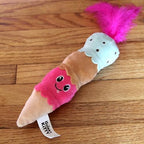 Quirky Kitty Ice Cream Kicker Catnip Crinkle Feather Soft Plush Cat Toy | Large Kicker Cat Toy for Bunny Kicks, Pouncing & Batting | Interactive Catnip Toy for Active Play - Image 5