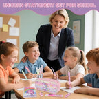 Ulema 41Pcs Cute Unicorn Stationery Set Birthday Gifts for Girls Back to School and Classroom Rewards Office Supplies with Unicorn Stuffs with Kawaii pencils,Keychain etc. - Image 6