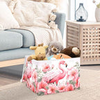 Bolaz Storage Bins with Lids and Handles,Pink Flamingo Storage Box Storage Basket with Cover Collapsible Organizer Containers for Home Closet, Shelves - Image 5