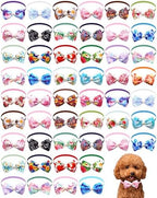 PET SHOW 50 Pack Paisley Small Dog Collar Bow Ties Bulk Puppy Cats Adjustable Bowties for Medium Dogs Floral Bowknots Holiday Party Ties Pet Grooming Accessories Assorted Randomly by PETSHOW