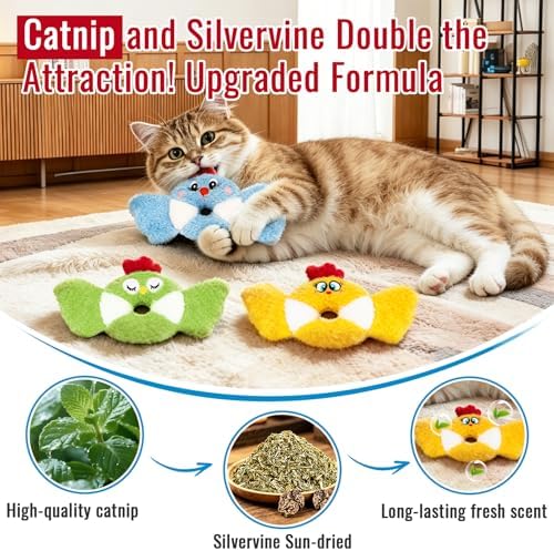 Retro Shaw Cat Toys Bird, Catnip Toys for Indoor Cats, 3 Pack, 8.26 Inches - Image 2