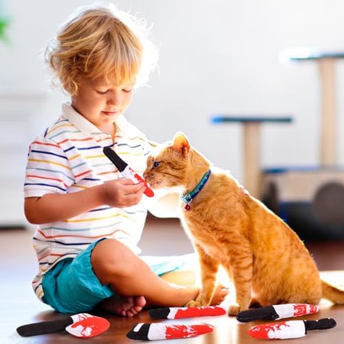 FOIMAS 6pcs Catnip Toys,Knife Shaped Catnip Toys Horror Teething Chew Plush Toys for Cat Kitten Teeth Cleaning Inreractive Toys Indoor Outdoor Halloween Christmas - Image 6
