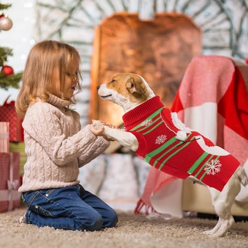 Dog Christmas Sweater Snowman Dog Christmas Outfit Adorable Soft Warm Turtleneck Knitted Festival Pet Clothes Cold Weather Puppy Clothes for Small Medium Large Dogs Cats - Image 6