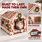 Gingerbread Christmas Cat House, Sweet Hideaway with 2 Scratchers & Catnip - Image 6