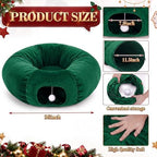 Christmas Tree Cat Tunnel 36 in Donut Bed, Green, Velvet, Fluffy - Image 2