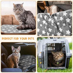 Tatuo 4 Pcs Fleece Dog Blanket for Puppy Cat, Grey, 30 x 20.5 in, Star - Image 3