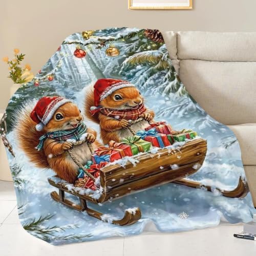 Christmas Squirrel Blanket Squirrel Throw Stuff Gifts 60"x50" - Image 4