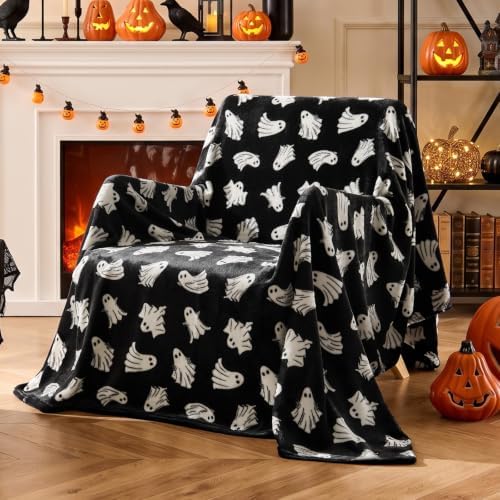 BEDELITE Ghost Halloween Twin Blanket for Decor & Gift, Black, 60"x80" by BEDELITE