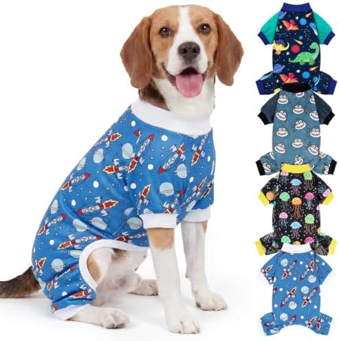 XPUDAC 4 Pack Dog Pajamas for Small Dogs Boy Puppy Pjs Onesies Clothes, XL by XPUDAC