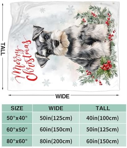 Christmas Schnauzer Blanket for Girls Women Boys Men Adults Kids Soft Cozy Fleece Dog Pet Print Throw Blankets Dog Lovers Gifts Warm Flannel Plush Lightweight Decor for Couch Bed Sofa 80"X60" - Image 7