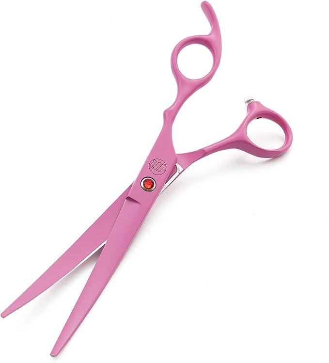 Moontay Professional 7" Dog Grooming Scissors Set 4PCS, Pink | Straight, Upward Curved, Downward Curved, Thinning/Blending Shears for Dog, Cat and Pets, JP Stainless Steel