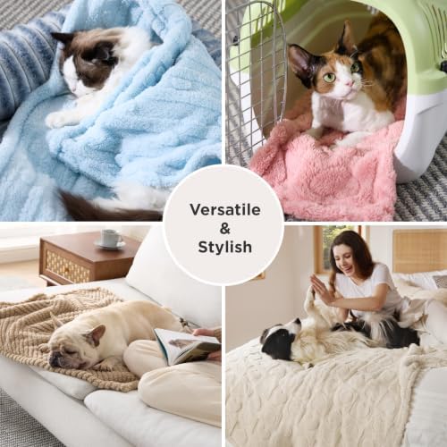 Bedsure Ultra Soft Dog Blankets for Large Dogs 300GSM Fleece, 40x50 White - Image 4