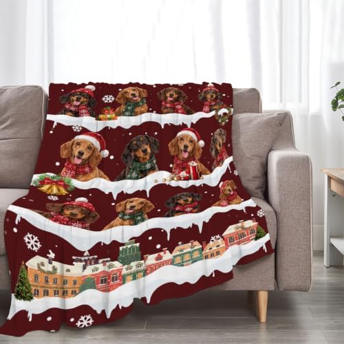 Christmas Dachshund Throw Blanket Cute Wiener Dog Gifts 60''X80'' - Image 5