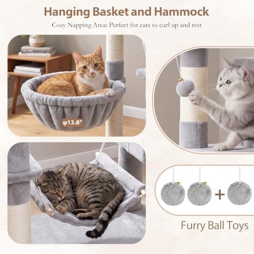 Gitelsnour Cat Tree, 71'' Tower for Large Cat with Scratching Post, GCT032W - Image 5