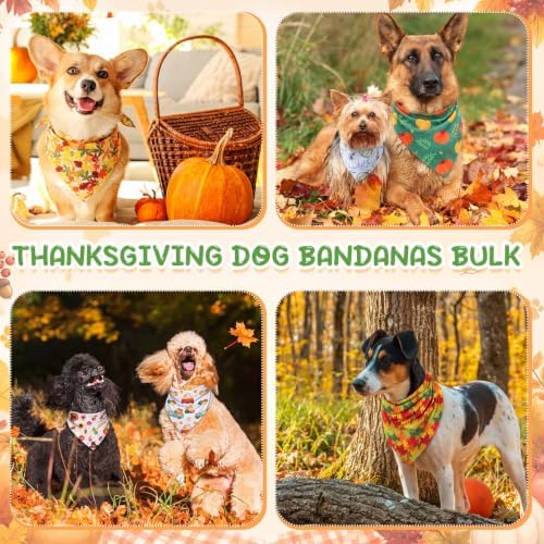 200 Pcs Fall & Thanksgiving Dog Bandanas Bulk with Holiday Sayings, Washable Adjustable Pet Triangle Scarf Bibs, Autumn Grooming Accessories for Small Medium Large Dogs Cats Costume Decor - Image 2