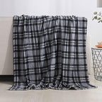 Elegant Comfort Luxury Velvet Super Soft Christmas Prints Fleece Blanket-Holiday Theme Home Décor Fuzzy Warm and Cozy Throws for Winter Bedding, Couch and Gift, 50 x 60 inch, Gray Plaid Throw by ELEGANTCOMFORT