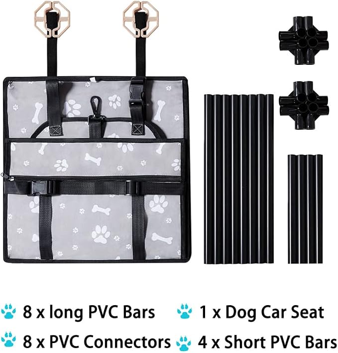 GENORTH Dog Car Seats for Small and Medium Dogs,Portable Puppy/Pet Car Booster Seat with Clip-On Leash and Mesh Window for Pet Up to 20 lbs