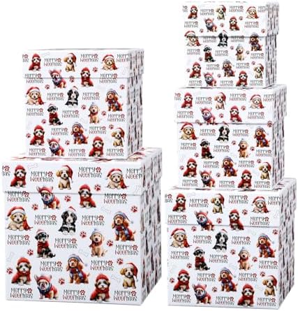 Roowest 5 Pcs Christmas Nesting Gift Boxes with Lids Dog Stackable by Roowest