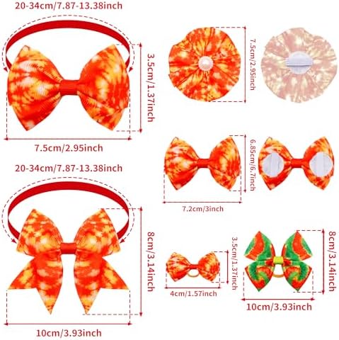 120PCS Tie Dye Dog Bows Pack Include 60PCS Dogs Collar Flowers and Bowties Attachments 20PCS Bowties with Adjustable Collar 40PCS Hair Bows for Girl Female Boy Male Dogs Grooming Accessories - Image 2
