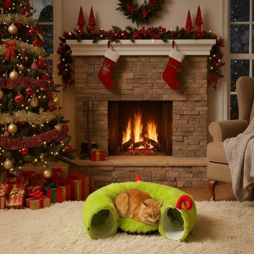 Frienda Christmas Cat Tunnel Bed Under Christmas Tree 3ft x 3ft x 9.4in - Image 4
