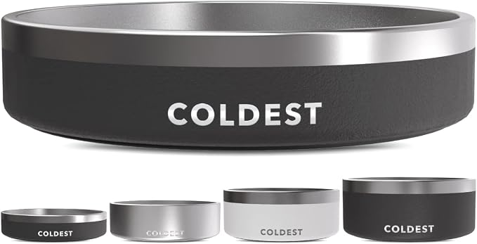 Coldest Dog Bowl - Anti Rust Metal, Non Slip, 3 Layers Insulated Stainless Steel Dog Bowls - Spill Proof & Heavy Duty - Water Bowl for Dogs, Cats & Pets, Dish Washer Safe (21 oz, Stealth Black)