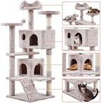 Yaheetech 54in Cat Tree Tower, 2 Caves, Kitten-Ear Perch & Scratching Posts - Image 3