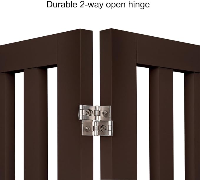 unipaws 24”H Free Standing Pet Gate for Dog Cat, 40”Wide Wooden Dog Gates | Foldable Pet Fence for Doorway, Stairs, Step, Expandable Doggy Barrier, Indoor Use
