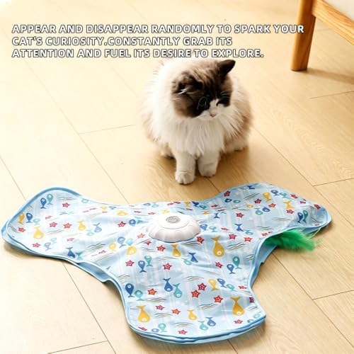 Interactive Cat Toy for Indoor Cats - Rechargeable Automatic Feather Wand with Motion Sensor, 3 Play Modes, Squeaky Mouse Sound, Hide & Seek Exercise Toy for Bored Kittens & Adult Cats (Triangle) - Image 3