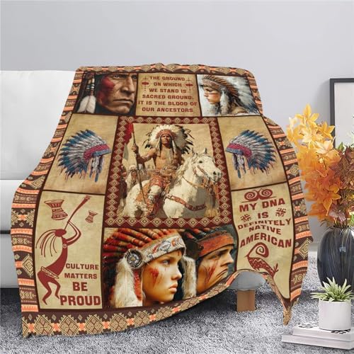 Native American Throw Blanket Indian Southwest Native American Cacique Stuff Gifts for Adults Women Men Soft Cozy Warm Plush Fluffy Fuzzy Fleece Blanket Decor 60''X80'' - Image 5