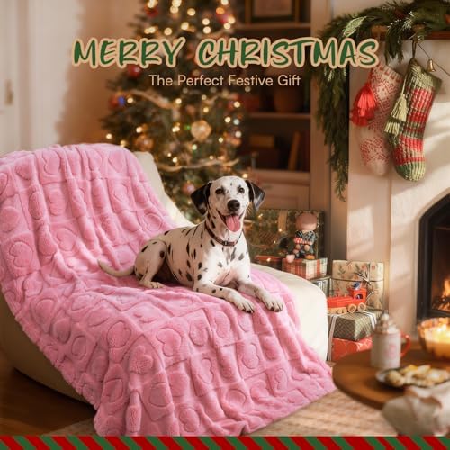 Luciphia Small Dog Blanket Washable Pet Bed Cover Soft Fluffy Puppy Blanket with Premium Fleece 300GSM Cozy Calming Cat Blankets for Indoor Cats Pink 41x31 inch - Image 3