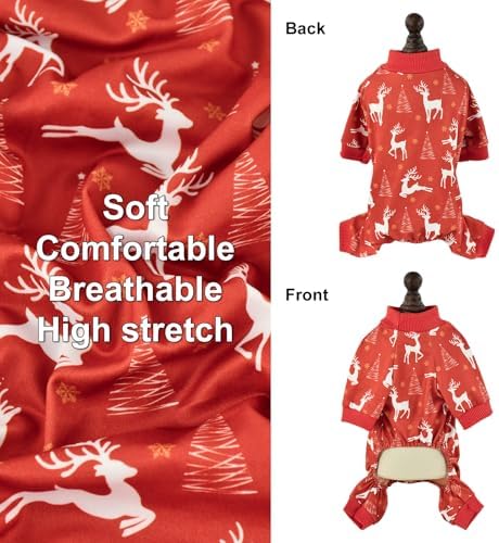 2-Pack Christmas Dog Pajamas Xmas Pet Pjs with Snowman Elk Patterns Christmas Dog Onesie Jumpsuits Jammies Clothes Stretchy Shirts Comfy Outfit Costume Apparel for Small Medium Large Dogs 3XL - Image 2