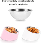 15° Tilted Dog Bowl for Small Dogs Flat-Faced Breeds - Anti-Choke Ergonomic Elevated Feeder Non-Slip Base - 2-in-1 Detachable Stainless Steel Food & Water Bowls - Classic Black Sleek Style (Ｍ, Black)