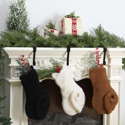 Civaner 3 Pcs Cat Christmas Stockings, 15.75 Inch Faux Fur Hanging Decor by Civaner