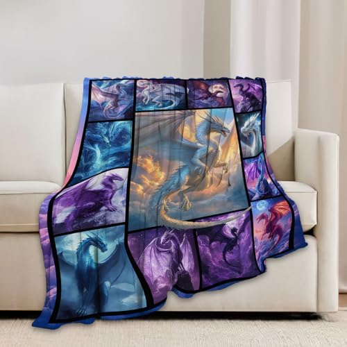 Dragon Blanket Dragons Lover Throw Blankets Gifts for Girls Boys Kids Dragon Lover Soft Cozy Fleece Plush for Couch Sofa Bed 80"x60" - Image 3